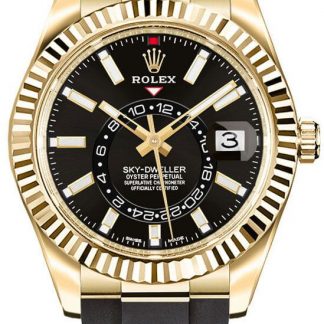 rolex sky-dweller 18k żółte złoto zegarek męski luksusowy 326238-0009